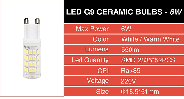 G9 светодиодный светильник без мерцания 2 Вт 4 Вт 6 Вт 8 Вт 220 В керамическая лампа SMD2835/COB 3 Вт светильник для замены галогенной люстры теплый белый холодный белый