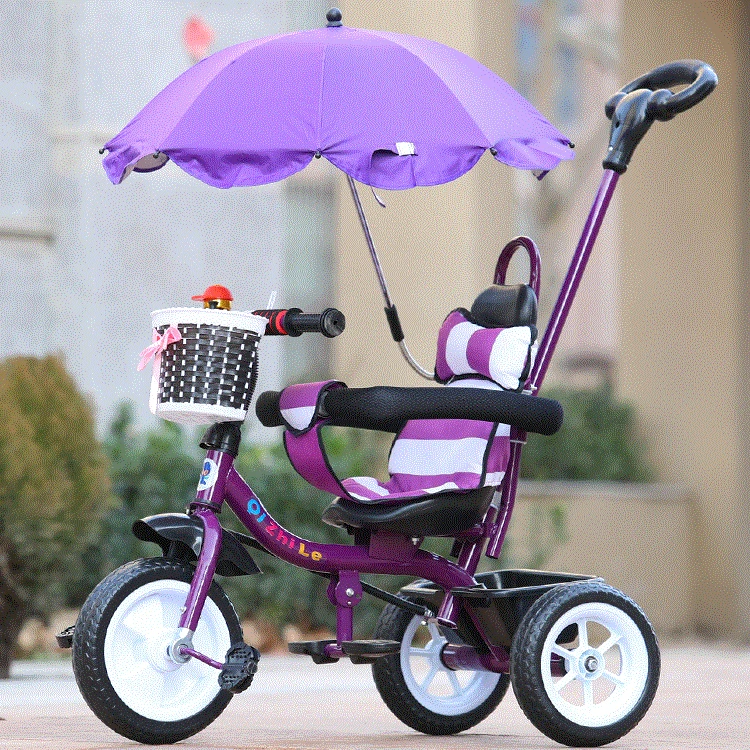 Rotary Chair Child Tricycle Bicycle Baby Three Wheels Stroller Umbrella