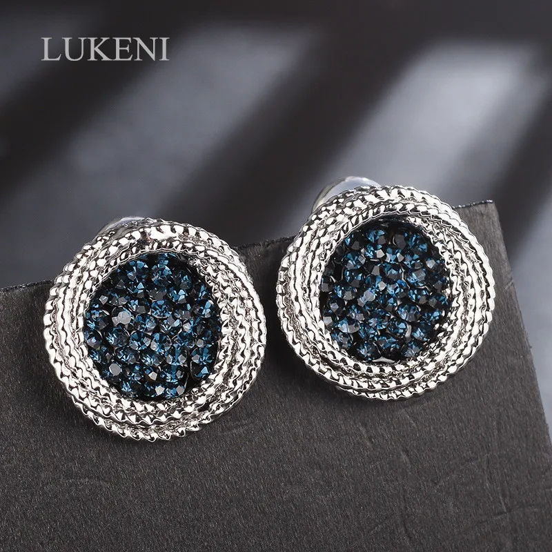 

LUKENI Cute Romantic Zircon Flower Shape Convenient Simple Pink/Blue Stud Earrings Copper Cubic Zirconia For Women Party