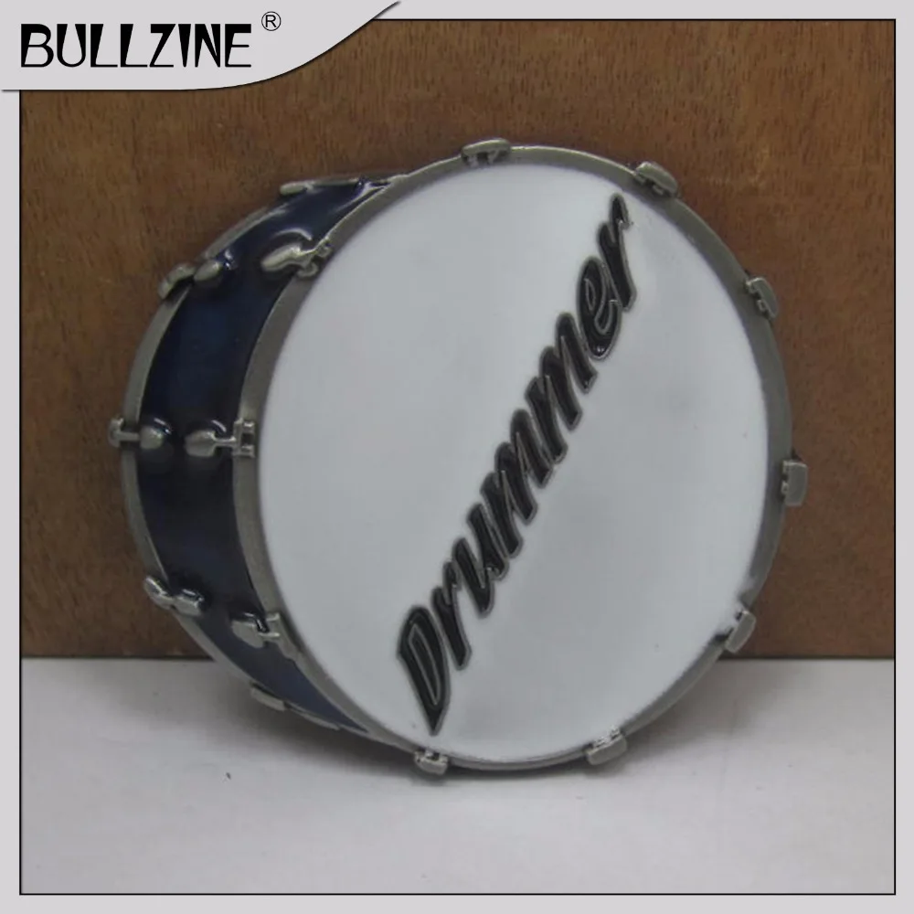 

The Bullzine wholesale DRUMMER belt buckle with pewter finish FP-03491 with continous stock