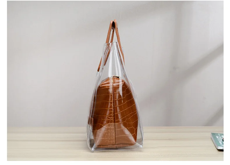 RanHuang 2018 Women Composite Bags Transparent Handbags Women's Fashion Beach Bags Summer Shoulder Bags Casual Handbags A1235
