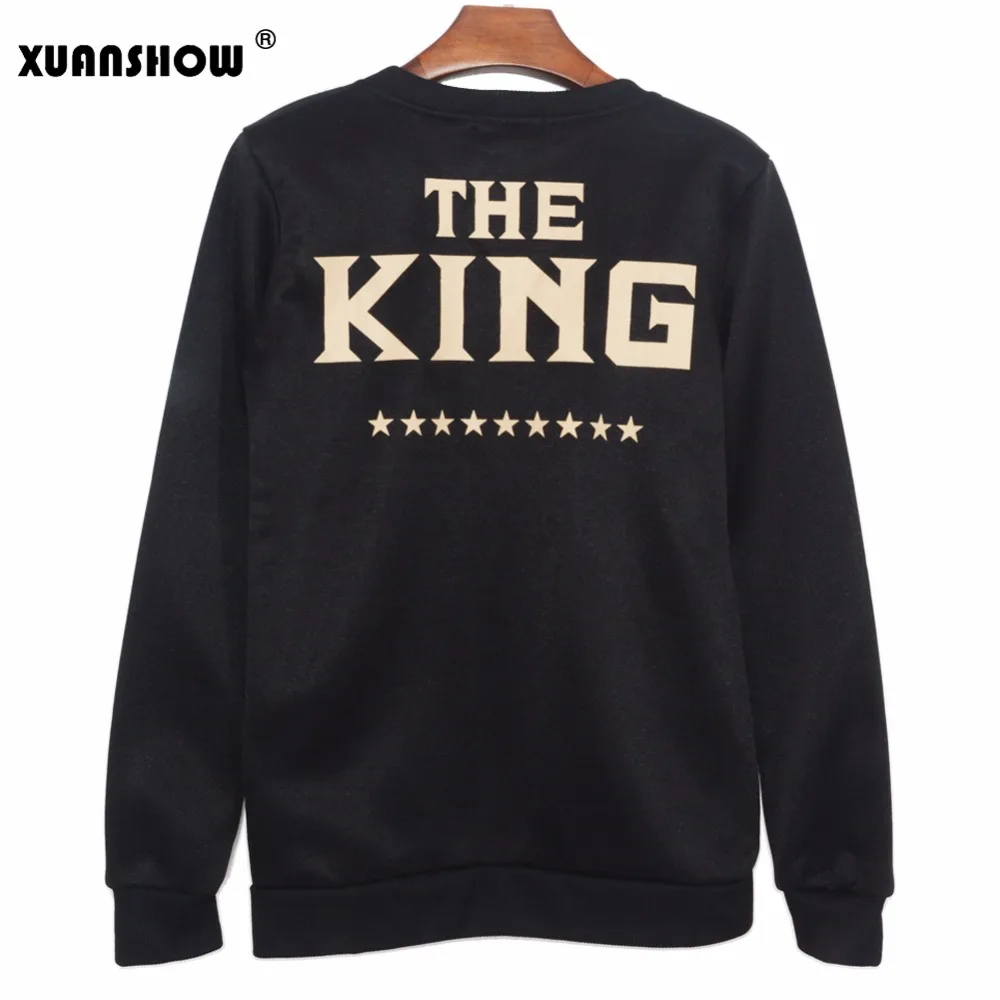 2018 أزياء الملكة الملك رسائل عشاق الأزواج طويل الأكمام قمصان هوديس بلوزات البلوفرات Moletom 2018 أزياء الملكة الملك رسائل عشاق الأزواج طويل الأكمام قمصان هوديس بلوزات البلوفرات Moletom