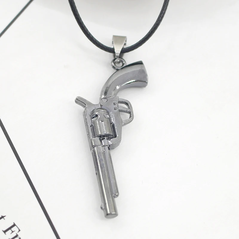 Charms Steampunk Weapon Revolver Pistol Gun Pendant Choker Necklaces Trendy Alloy Desert Eagle Gun Rope Chain Necklace For Men