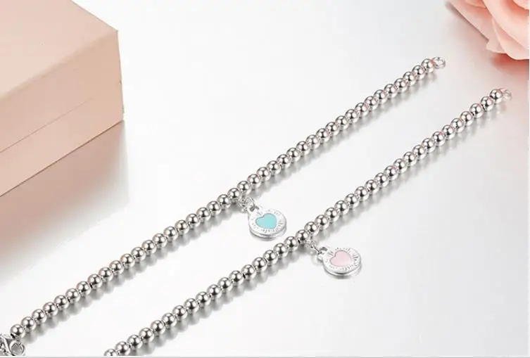 

ZOZIRI brand 925 Sterling silver pink heart bracelet Jewelry for charm women bule heart bracelet jewelry best birthday gifts