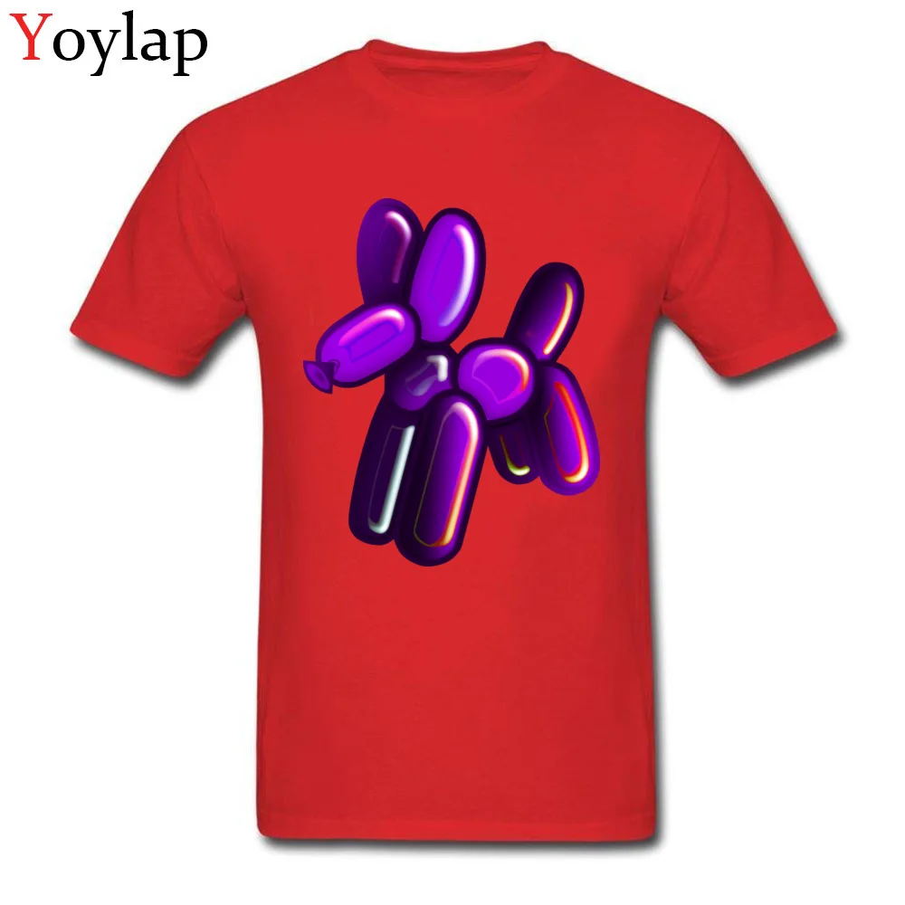 T-Shirt Casual Short Sleeve Newest O-Neck Cotton Fabric Tops Shirt Summer Summer Balloon Animal - Dog (purple) Clothing Shirt for Men red