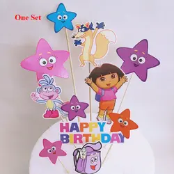 Детские 1st день рождения поставки обезьяна звезда Дора бокалы для кексов украшения торта поставки принцесса девушка с днем рождения торт