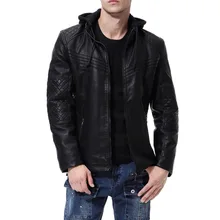 2019 Autumn And Winter New European And American Men's Trend Hooded Stand Collar Plus Velvet Thick Warm Leather Coat Jack D034 2019 Autumn And Winter New European And American Men's Trend Hooded Stand Collar Plus Velvet Thick Warm Leather Coat Jack D034