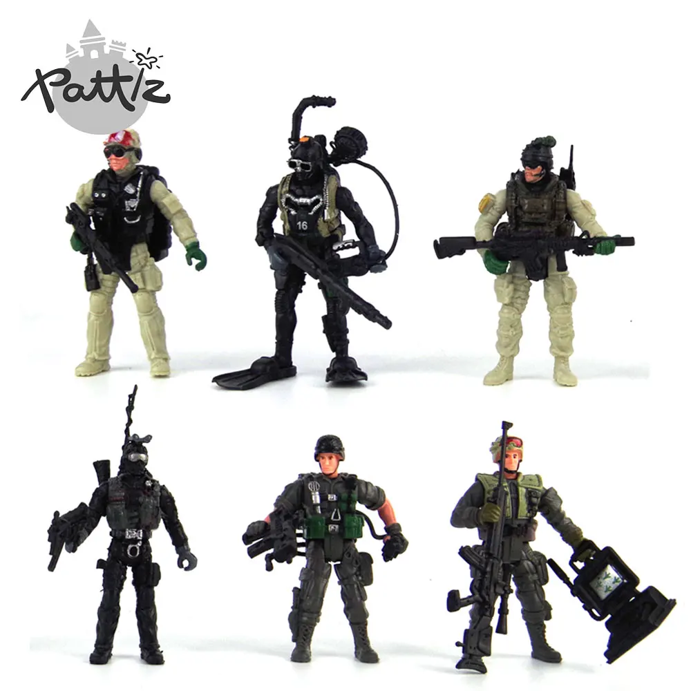 PATTIZ 1/18 пластиковые армейские Игрушечные солдатики для мальчиков маленькие
