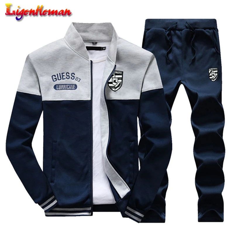 

Men Spring Autumn New Arrival 2019 Slim Tracksuit Sporting Suit And Men Casual Sweatshirt+Sweatpants Two Pieces Tracksuit KV586