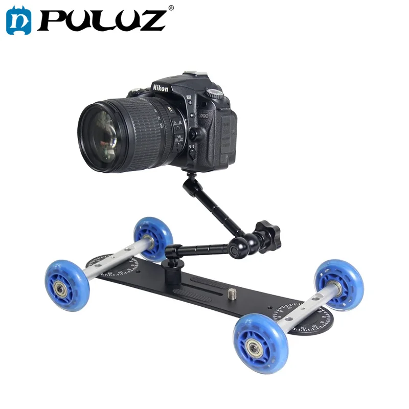 PULUZ YLG0105A Mini Scaled Camera Dolly Track Car Magic Arm Table Mobile Rolling Slider for Canon / Nikon Cameras / DSLR Camera