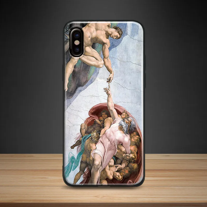 

Creation of Adam Michelangelo Soft Silicone Phone Case Cover Shell For Apple iPhone 5 5s Se 6 6s 7 8 Plus X XR XS MAX