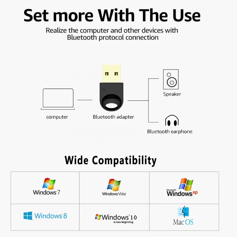 Wireless USB Bluetooth Adapter für Computer Wireless Headset Bluetooth Lautsprecher CSR 4,2 Freies fahrer Bluetooth Dongle/Empfänger