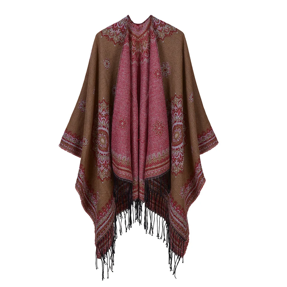 Дизайн в этническом стиле шарф пончо с цветочным узором 7 цветов Имитация кашемировая накидка шаль шарф для дам палантин