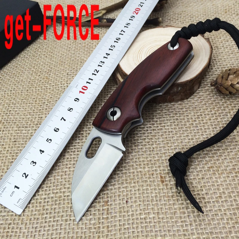 get FORCE Hot Sales! Small Folding Razor Knife D2 Blade Wood Handle