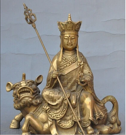 SUIRONG---320 + 9 &quotТибетский буддизм латунная статуя Ksitigarbha Bodhisattva Hades Leader ride beast | Дом и