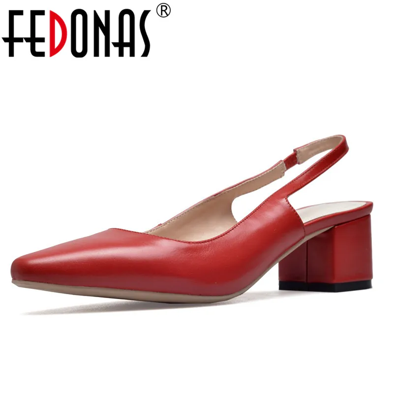 

FEDONAS 2019 Fashion Spring Women Sandals Pumps High Heels Sexy Stiletto Party Wedding Genuine Leather Shoes Woman Office Pumps