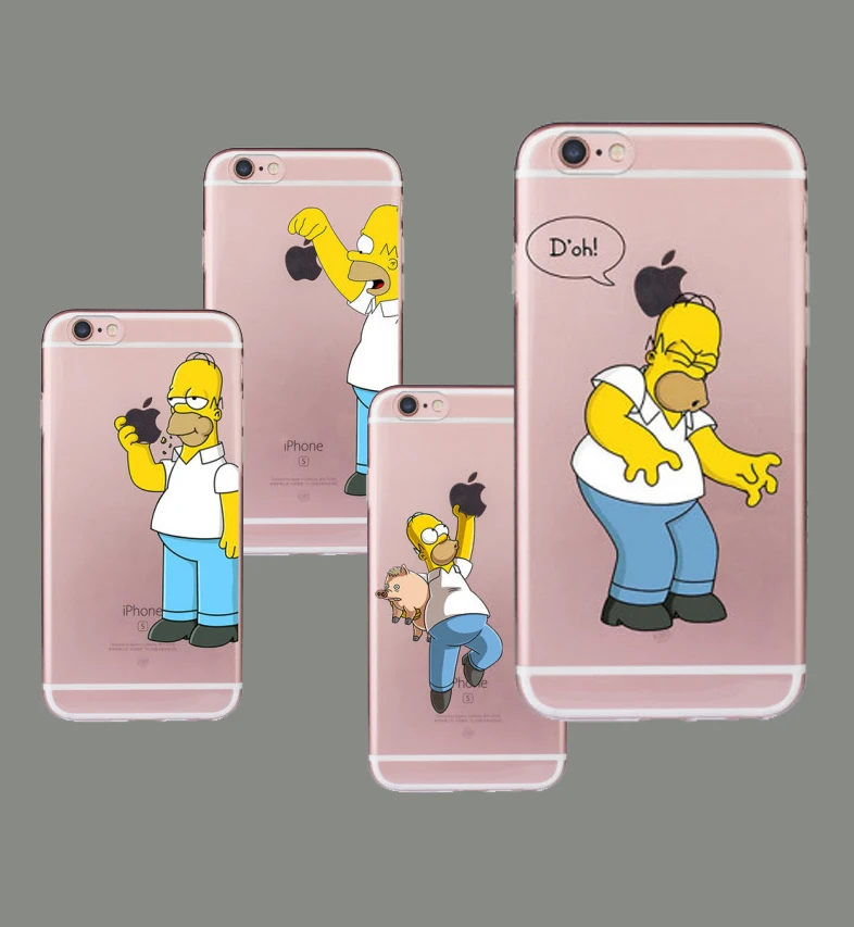 

1PC Homer Simpson TPU Soft Case for iPhone 5 5S SE 5C 6 6S Plus 7 8 Plus X XS XR XSMAX Funny Fundas Silicon Transparent Coque