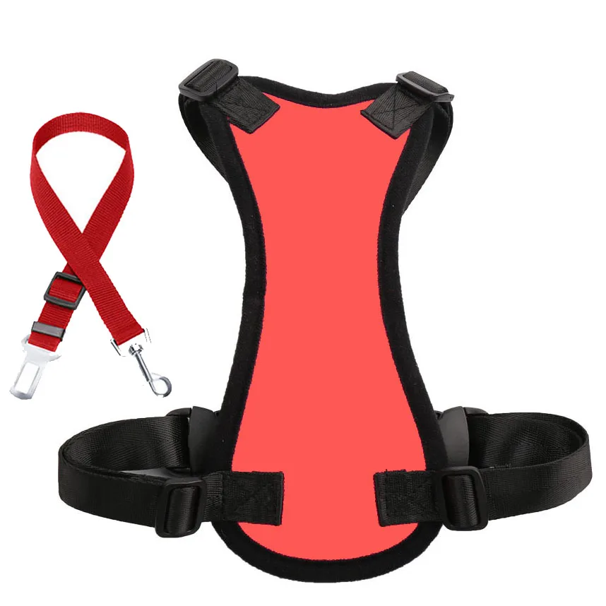 Dog Car Harness Adjustable Vest Harness Breathable Mesh Fabric with Car