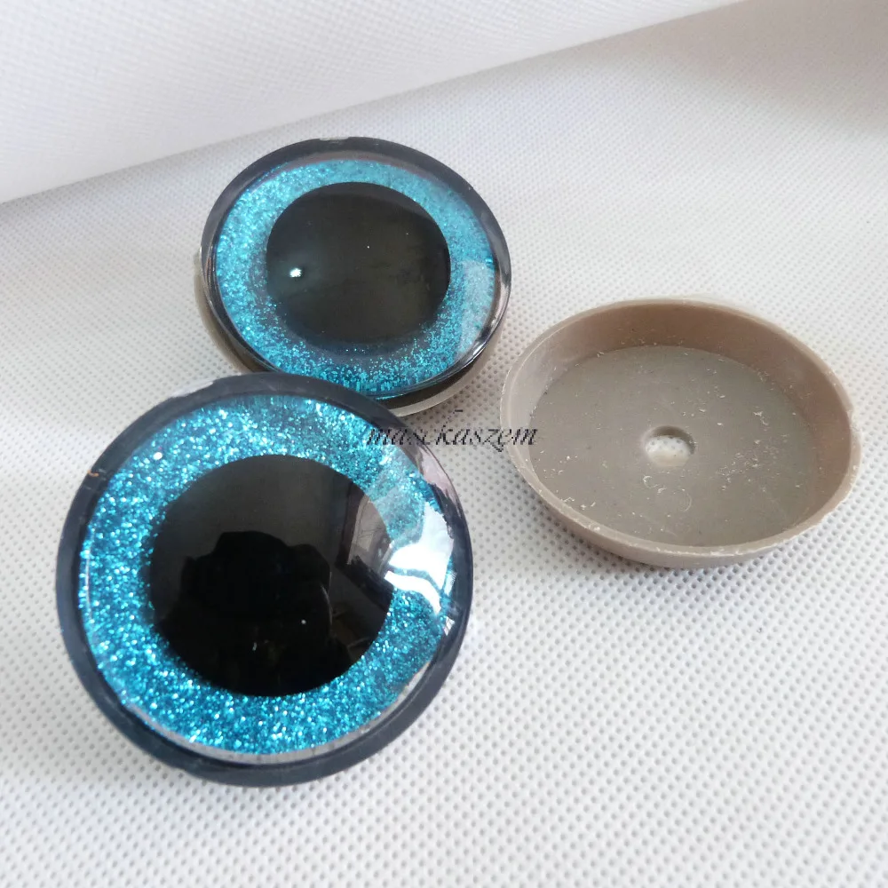

big size 50mm clear plastic safety trapezoid shape toy eyes & washer & light blue Nonwovens for plush doll accessories