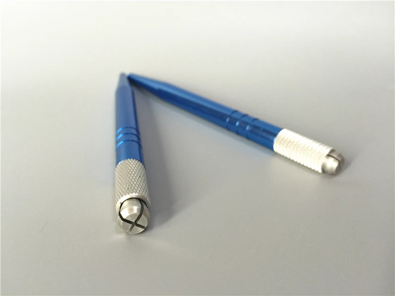 2 шт. ручная ручка Перманентный макияж бровей ручка микроблейдинг машина татуировки питания синего цвета