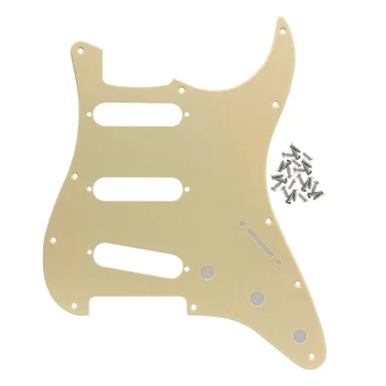 

FLEOR 11 Hole Strat Electric Guitar Pickguard Scratch Plate SSS 1Ply Cream & Screws for Guitar Accessories Parts