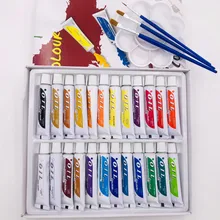 24 Uds 12ML tubo profesional pinturas de arte al óleo para artistas lienzo arte del pigmento suministros de dibujo gratis para pincel y bandeja de pintura