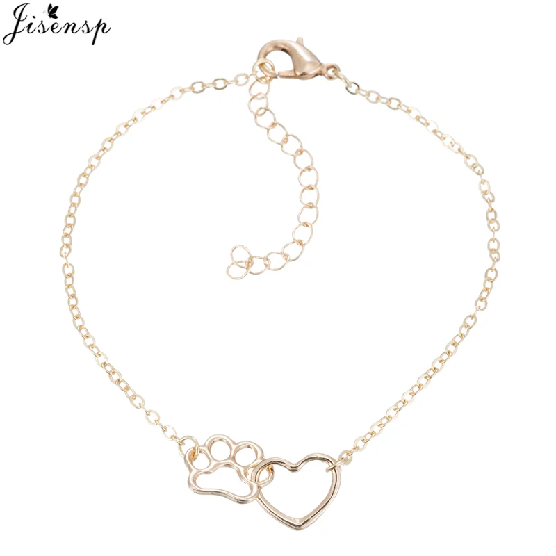 Pet Paw Footprint Bracelets Animal Tassut Cat Dog Love Heart Charm Bracelet jewelry for Women