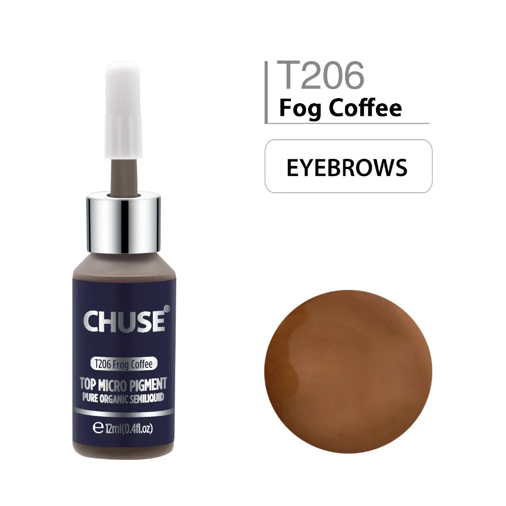 

CHUSE Fog Coffee T206 Permanent Makeup Ink Eyeliner Tattoo Ink Set Eyebrow Microblading Pigment Professional 12ML 0.4oz