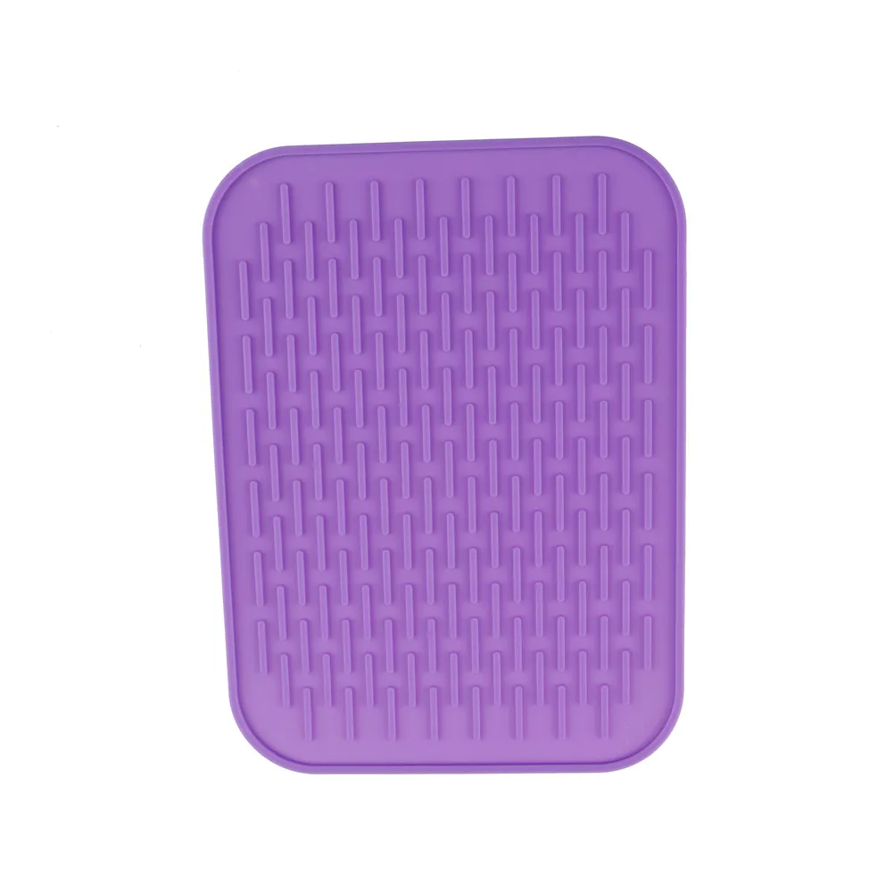 Красивый анти-горячий изоляционный коврик Нескользящая подставка для посуды сливной коврик для посуды - Цвет: Purple