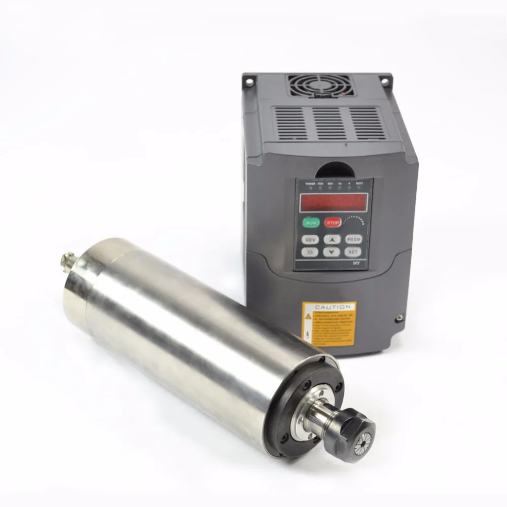 

Updated 2.2KW Water-cooling Spindle Motor And Matching Inverter VFD Motor Speed Control Phase Converter Electronic Relay Protect