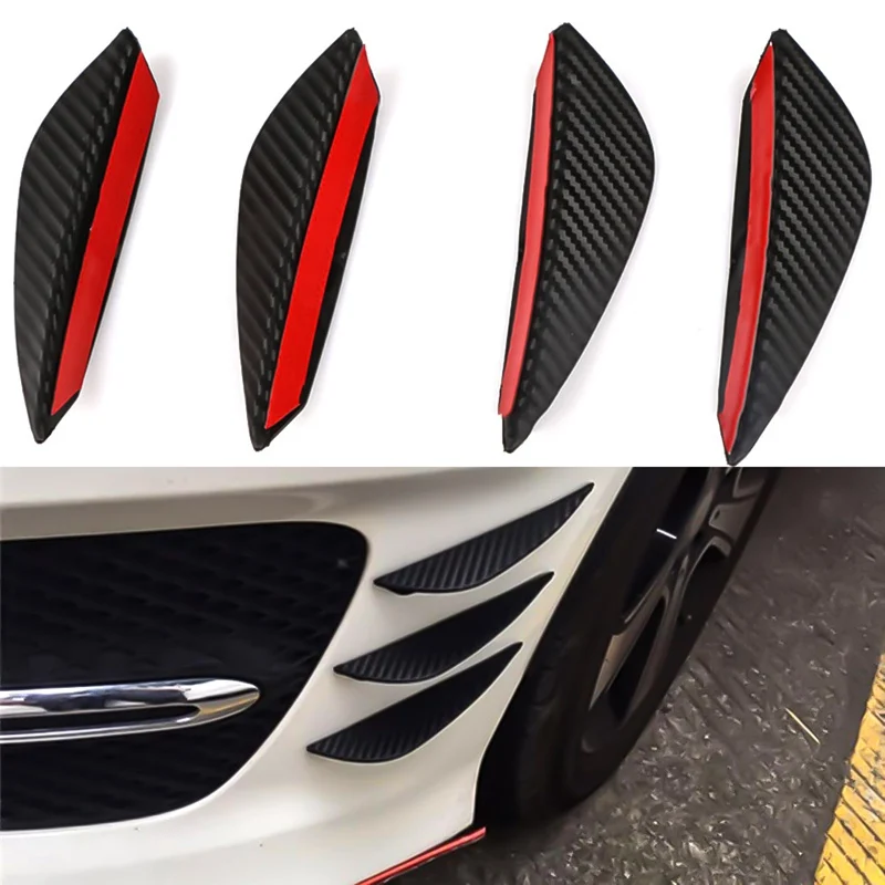 4Pcs/set Carbon Fiber Fit Front Bumper Lip Splitter Fin Air Knife Auto –  TECHNO KHAN STORE