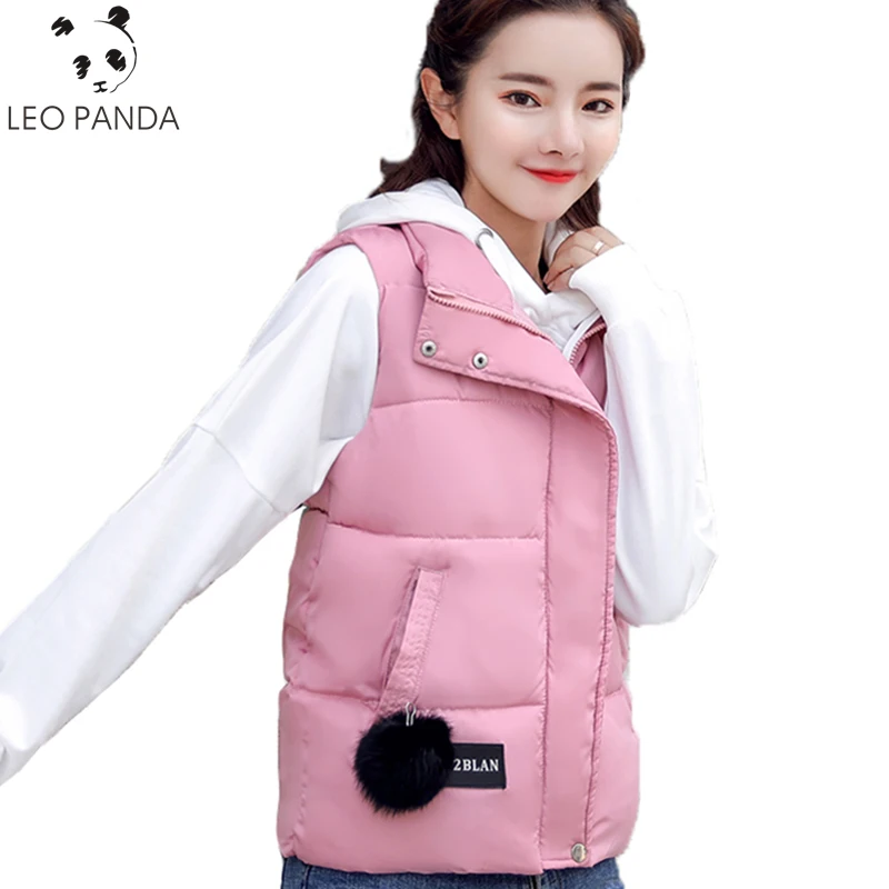 

Autumn Winter Women Cotton Vests Coats New Warm Zipper Pockets Parka Vests Jackets Lady Sleeveless Waistcoat Outwear C 581