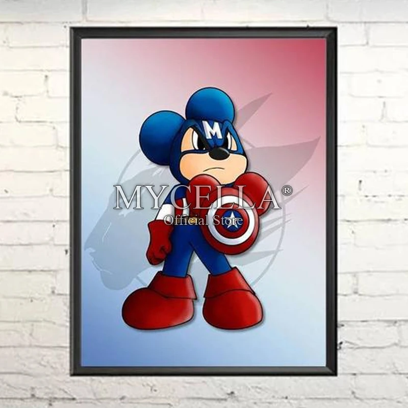 

5D Diamond Painting Kit Mickey Mouse Captain America Marvel Diamond Embroidery Cross Stitch Rhinestone Mosaic Full Wall Decor