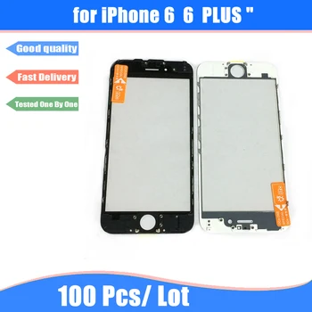 

100Pcs/lot Free DHL Cold Press LCD Screen Front Outer Glass Lens + Frame Bezel and OCA Film Pre-installed for iPhone 6G 6 Plus