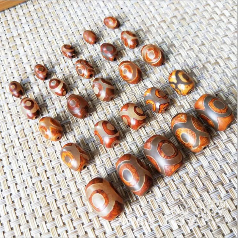 

5pcs/lot Natural Stone Tibetan Agates Dzi Beads 3 Eyes Drum agates Loose Beads For Jewelry Making DIY Bracele Z1152