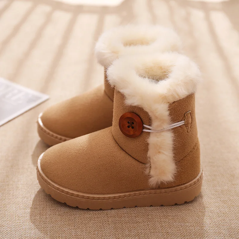New Winter Kids Shoes  Toddler Cute Warm Short Boots Girls Plus Velvet Snow Boots Size 20-35