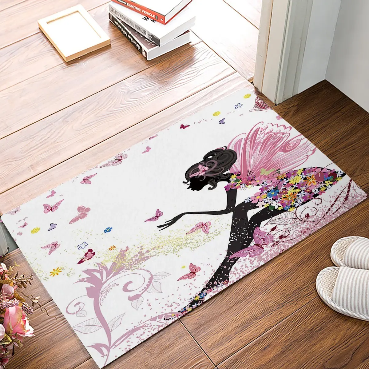 Pink Flower Beauty Butterfly Fairy Door Mats Indoor ...