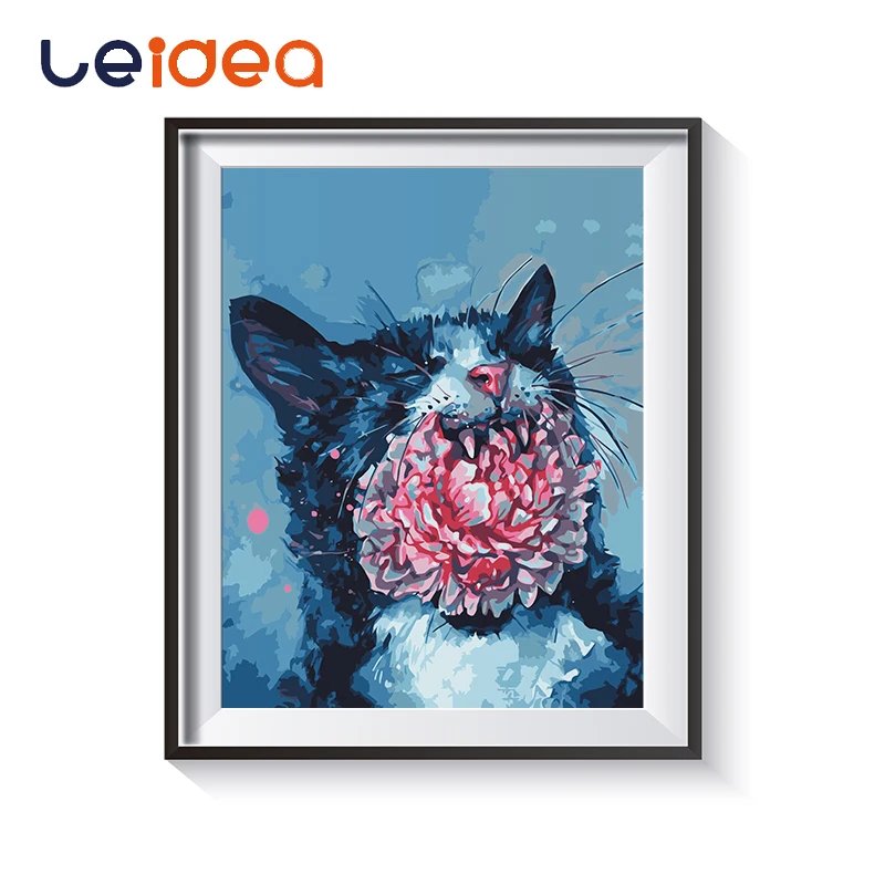 

Diy Paint By Number Cats Black Kits Flower Abstract Modern Simple Artwork Pictures Coloring By Numbers Wall Decoration
