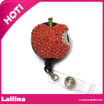 

Rhinestone God Apple Shape Rhinestone ID Badge Holder /ID Badge Reel
