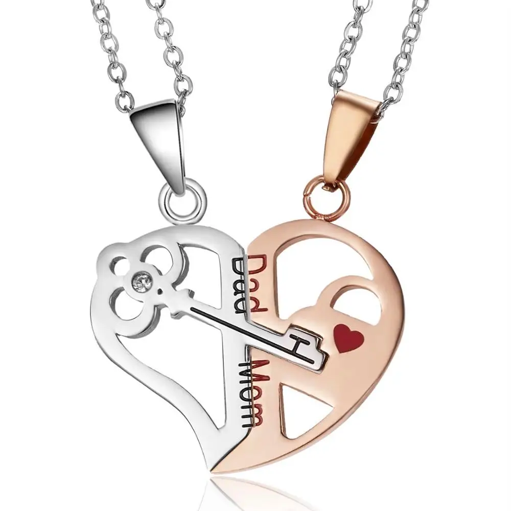 Rinhoo мужчины женщины сшивание комплект ожерелий для пар влюбленных кулон две половинки ожерелье с разбитым сердцем подарки для отца и матери день - Окраска металла: 1