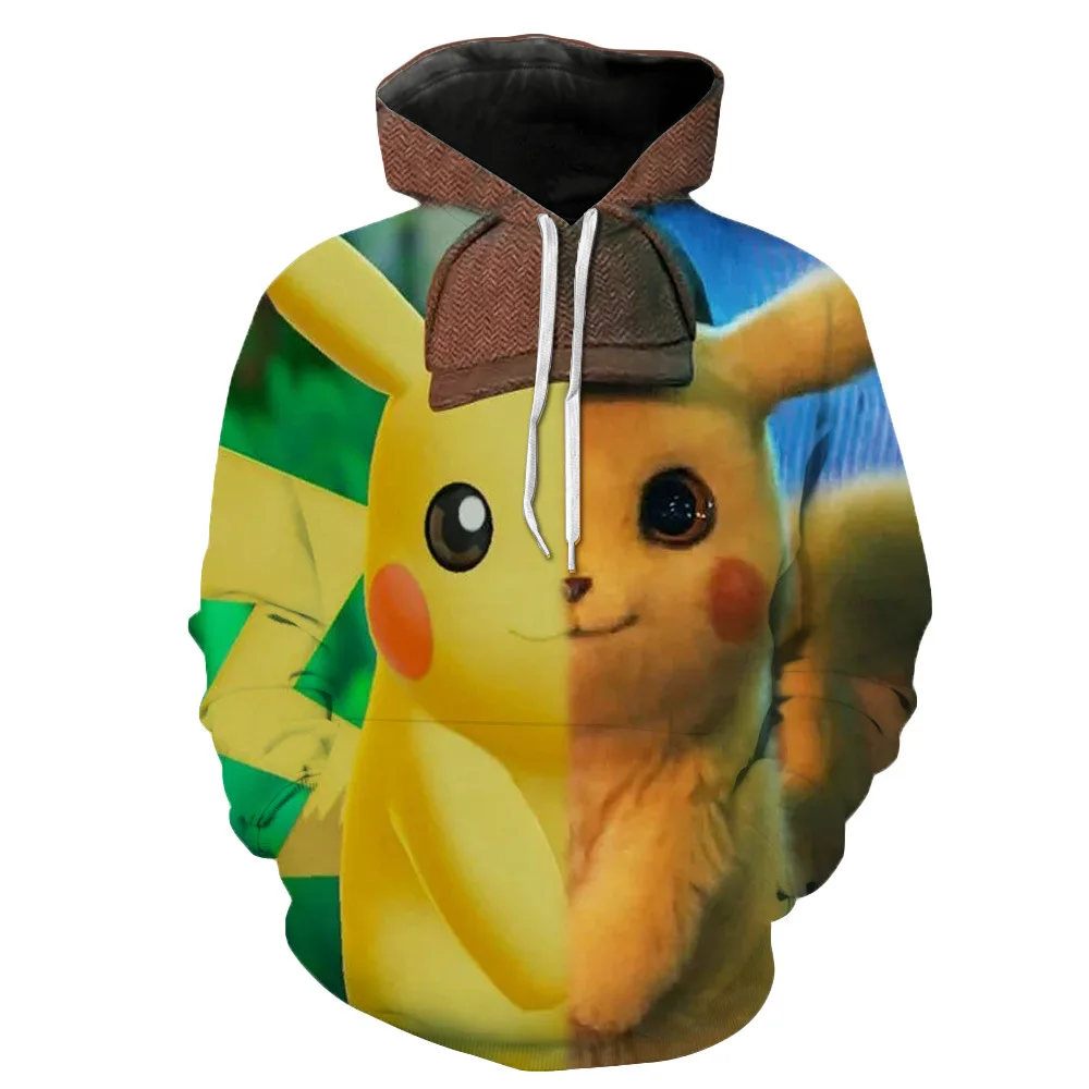

2019 Movie & TV Pokemon Detective Pikachu Cosplay Costumes Pikachu Hoodies Jackets Cosplay 3D Printed zipper Hoodie Sweatshirts