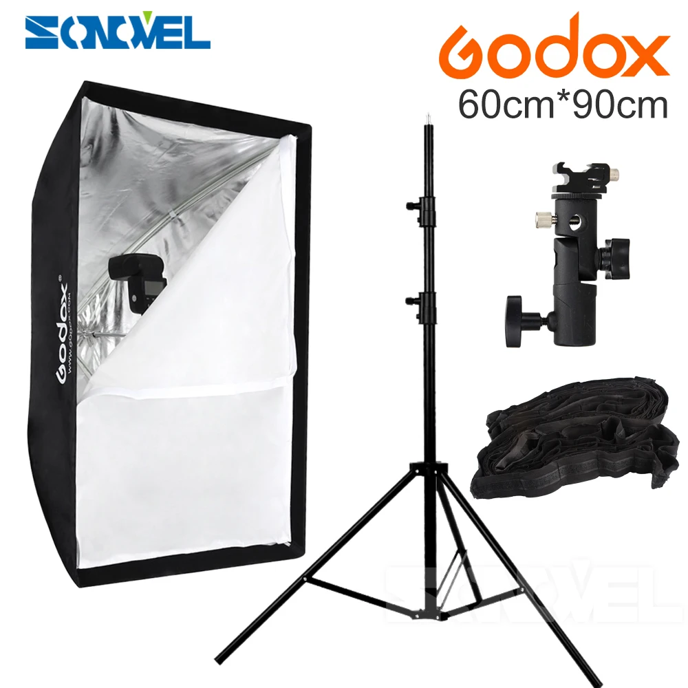Order Price for  Godox Portable Softbox 60*90 60x90cm honeycomb Grid Umbrella Softbox Reflector+Flash bracket+Light 