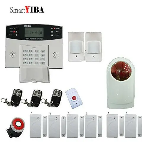 

SmartYIBA GSM Home Security Burglar Alarm System Whole-Home Security With Door Sensor PIR sensor Wired/Wireless Siren Alarm Kit