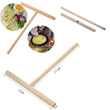 1/2 шт. деревянные T письмо Кухня инструмент палка разбрасыватель удобрений из креповой ткани для изготовления блинов тесто Conveniet стеллаж для выставки товаров разбрасыватель удобрений домашние Принадлежности для кухонного бара