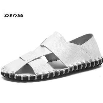 

ZXRYXGS Baotou Summer Shoes Men's Sandals 2019 New Handmade Genuine Leather Sandals Beach Shoes Men Breathable Casual Sandals