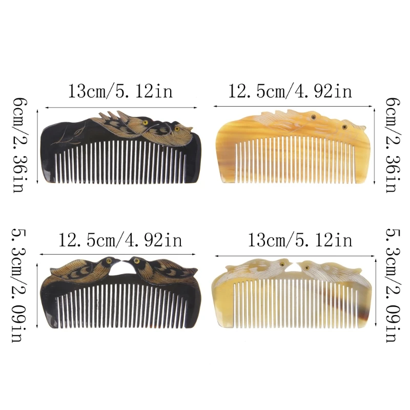 Роскошный натуральный роговой гребень для волос ручной работы с ручкой мандарина утки