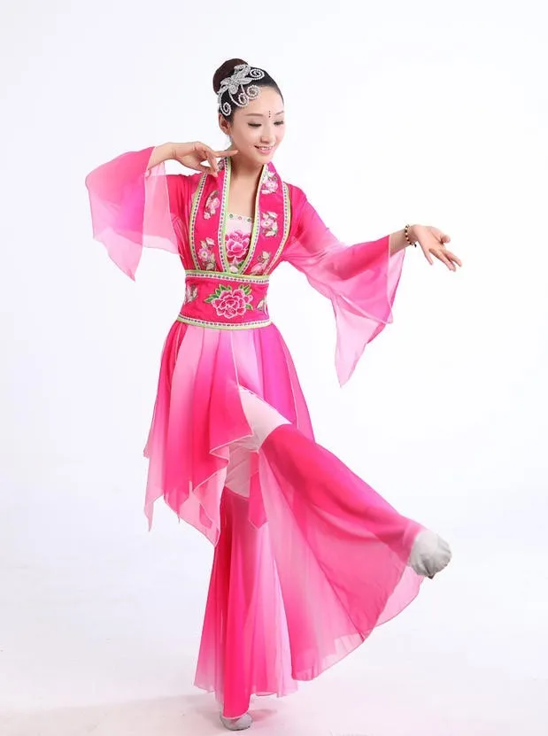 Женская Китайская традиционная Танцы одежда ханьфу Вышивка древних Танцевальный костюм феи поэтический вентилятор/drum/зонтик