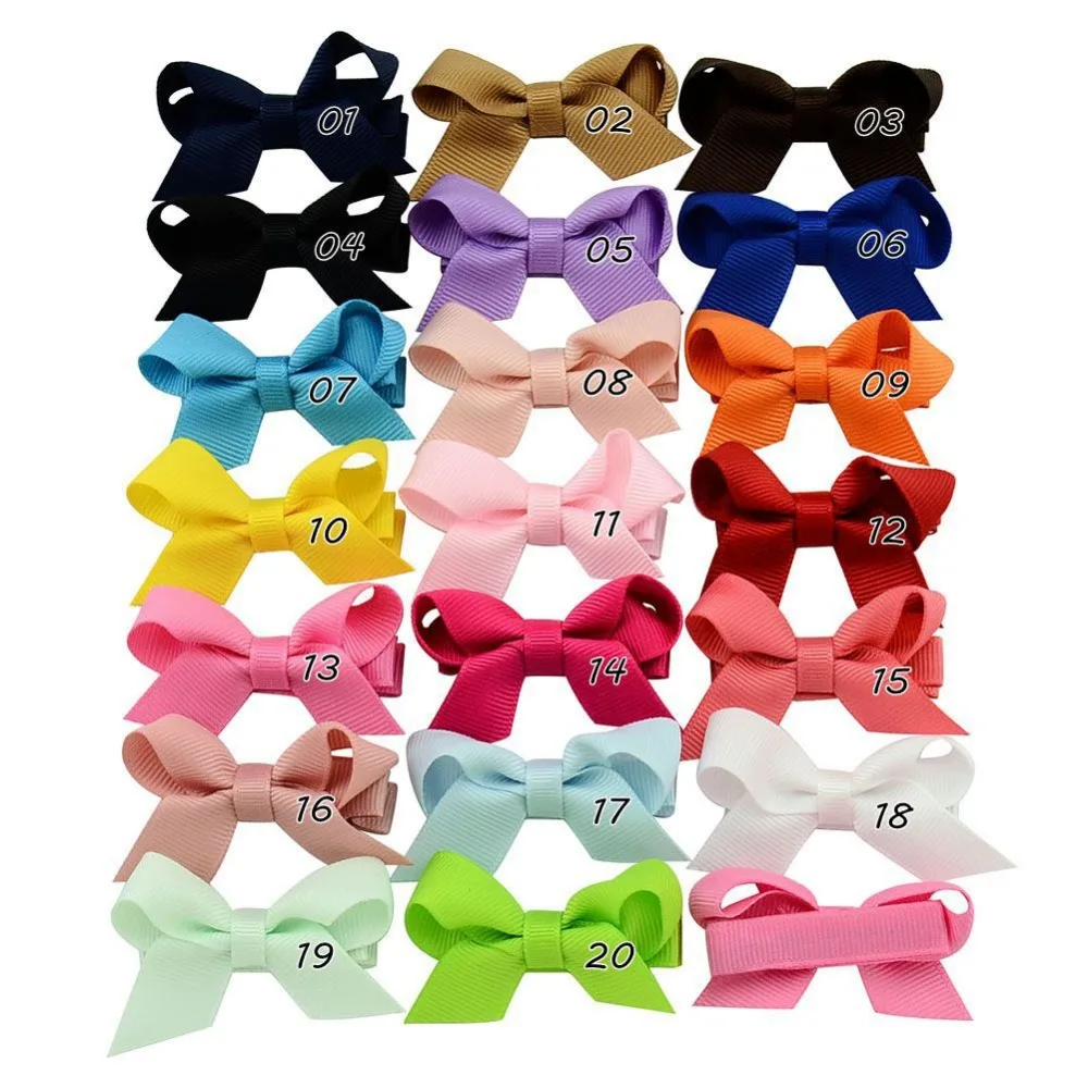 MengNa 100pc/lot 2.4inch Ribbon Hairbows,Solid Grosgrain Hair Bow with
