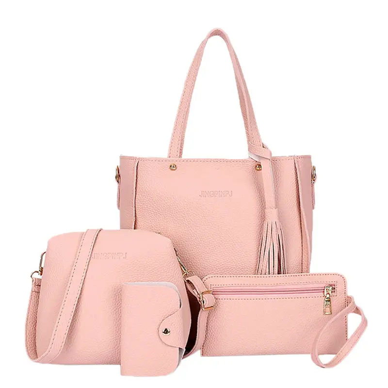 Женская модная сумка на плечо, сумка-тоут, сумка-мессенджер, сумка на плечо, 4 шт./1 комплект - Цвет: PK