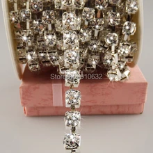 1 ярд 8 мм блестящие прозрачные кристаллы горного хрусталя лента с бисером отделка Кружева для шитья свадебное платье ремесло